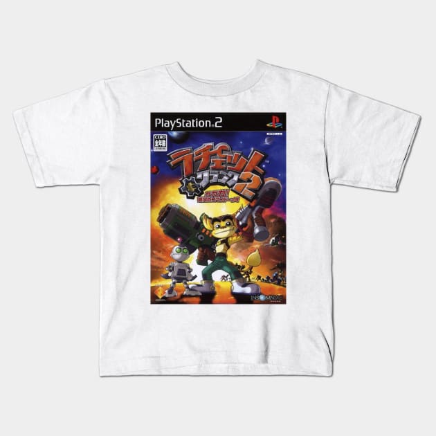 Ratchet and Clank 2 Japanese Cover Kids T-Shirt by MegacorpMerch